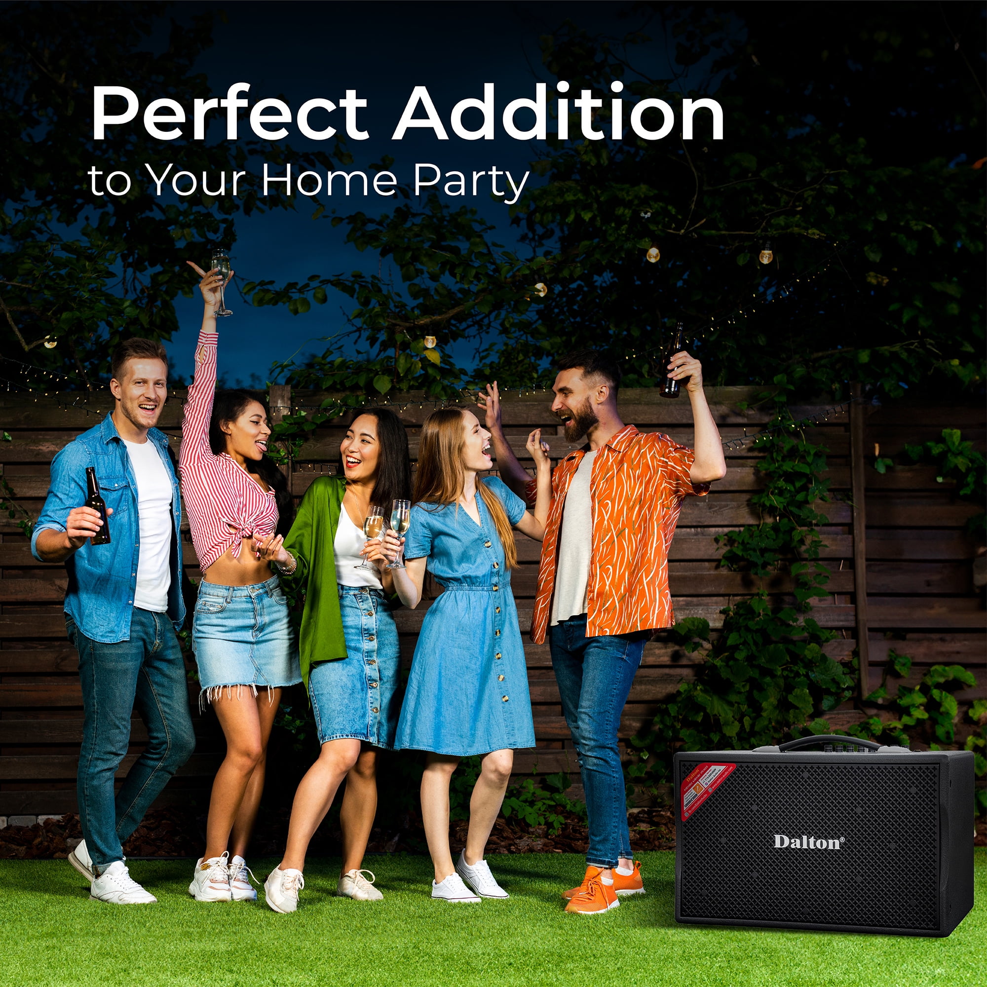 DALTON KS10Pro Portable Bluetooth Speaker for Adults, Kids 300W | 2 UHF Microphones | 10" Woofer | Bass/Treble Adjustment | USB/AUX | Car Outdoor Indoor Party Gifts