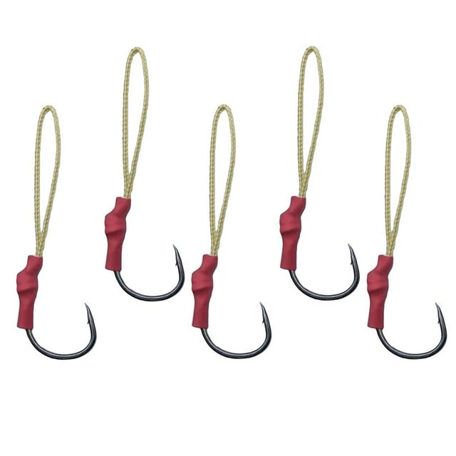 Paquete de 5 anzuelos de hierro para pesca con jig, resistentes, en 10 tamaños (1/0-10/0). 06