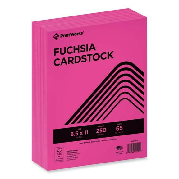 Printworks Professional PRB00112 8.5 x 11 in. 65 lbs Color Fuchsia Cardstock Paper, Pink - Pack of 250