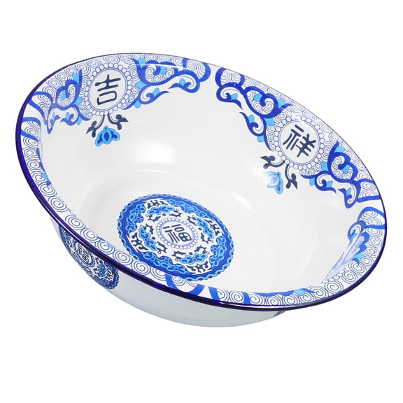 Worgeous Enamel Bowl Enamelware Basin Vintage Enameled Basin Dough Mixing Bowl Enamel Mixing Bowl Wash Basin Rice Washing Basin Large Soup Bowl For Kitchen Home