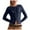 Navy, variant on Womens Casual Lightweight Ribbed Knit Long Sleeve Tops Crewneck Button Down Shirt (Black, XL)