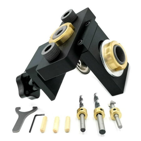 

3 in 1 Adjustable Doweling Jig Woodworking Pocket Hole Jig with 8/15mm Drill Bit for Drilling Guide Locator Puncher Tool（1pc）