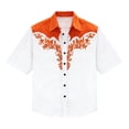 thumbnail image 4 of CONZONE Mens Buttons Down Shirts Short Sleeve Shirts for Men Trendy Western Cowboy Graphic Lapel Soft Lightweight Tops, 4 of 4