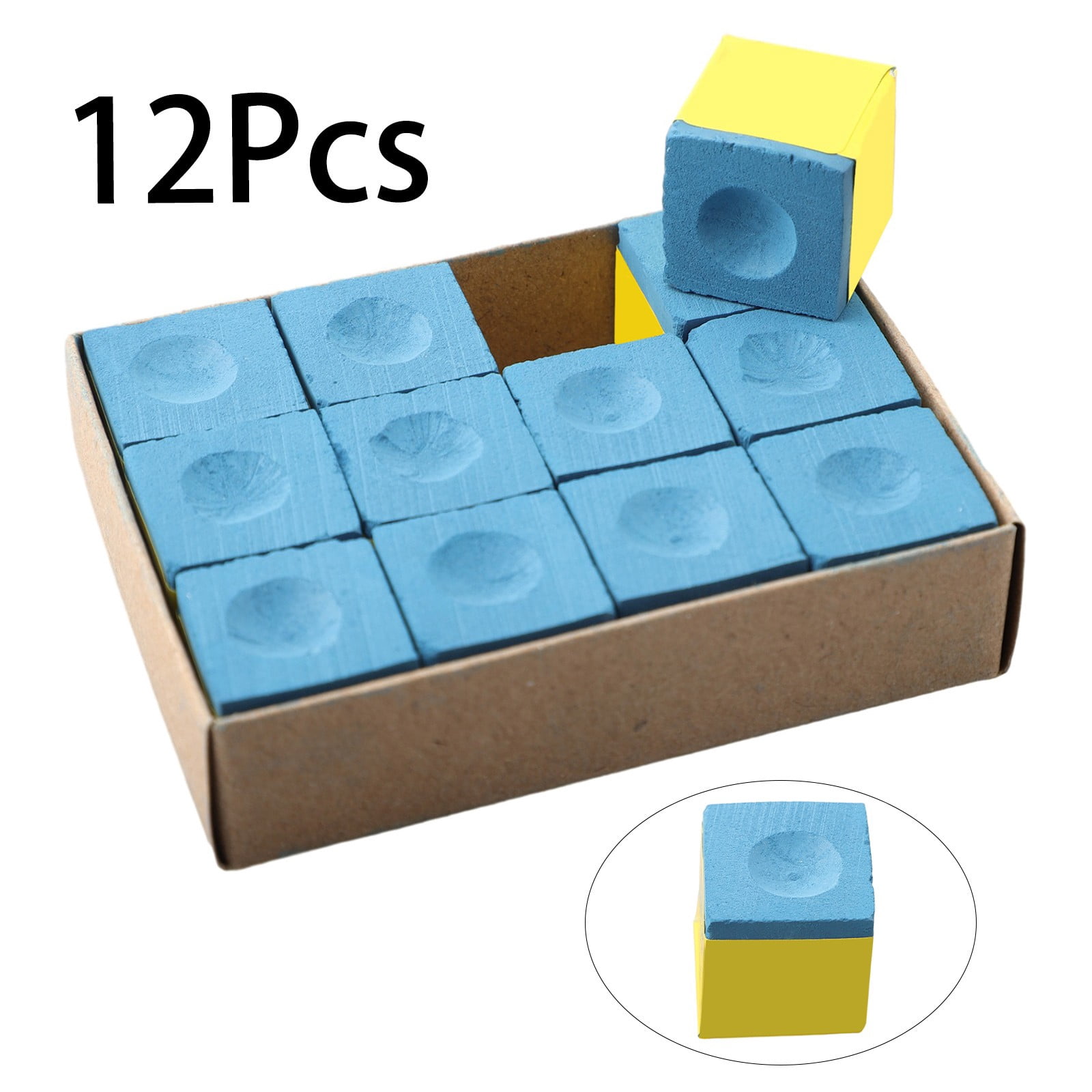 12 Pcs Cubes Chalk Blue, Snooker & Pool Pioneer Cue Chalk, Billiards Snooker Cue Chalk Billiards Non-slip Chalk Indoor Sports Accessories Snooker Accessories