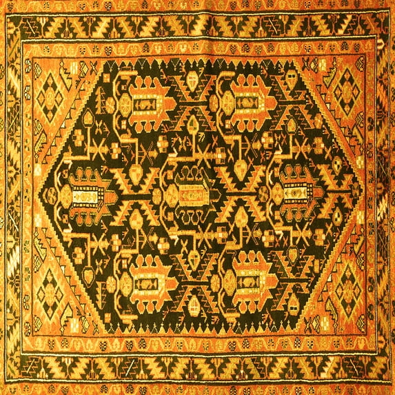Ahgly Company Indoor Square Persian Yellow Traditional Area Rugs, 4' Square