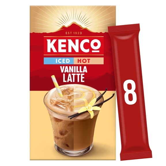Kenco Iced Or Hot Vanilla Latte 8 X 20.3G, Imported from Britain