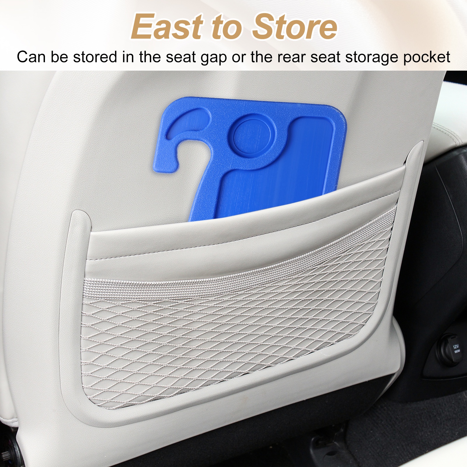 Uxcell 2 Pcs 2 in 1 Car Steering Wheel Tray Car Food Trays Auto Steering Wheel Under Table Desk for Eating Food Drink Laptop Writing Work, Blue