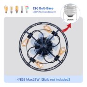 Dayu 20 Inch Matte Black Rustic Flush Mount Wildlife Forest Caged Enclosed Ceiling Fan with Light and Remote Control