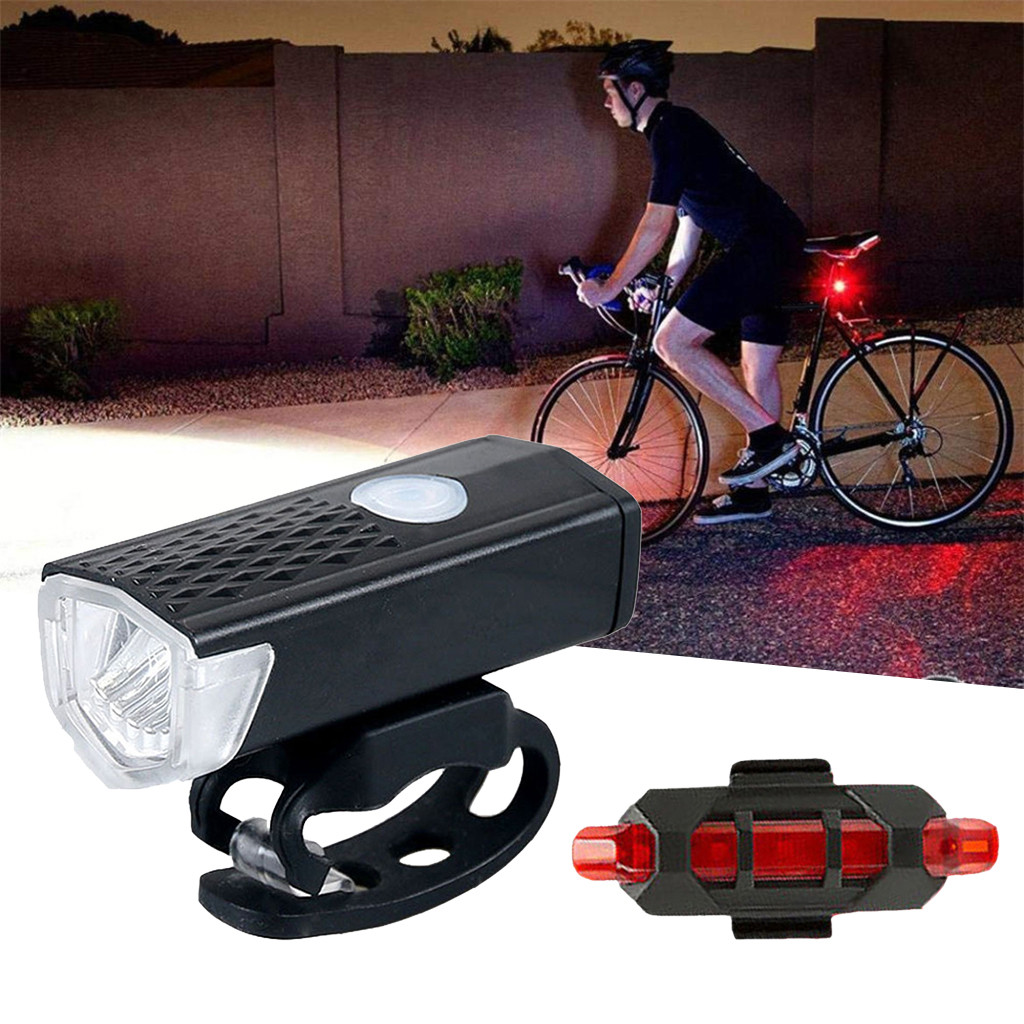 USB Rechargeable Bicycle Headlight LED Bike Head Light Front Rear Lamp Cycling