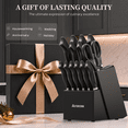 thumbnail image 4 of Astercook Knife Set, 15-Piece Kitchen Knives Set with Built-in Sharpener, German Stainless Steel Knife Block Sets with Anti-Rust Coating & PP Ergonomic Handle, Dishwasher Safe Black, 4 of 9