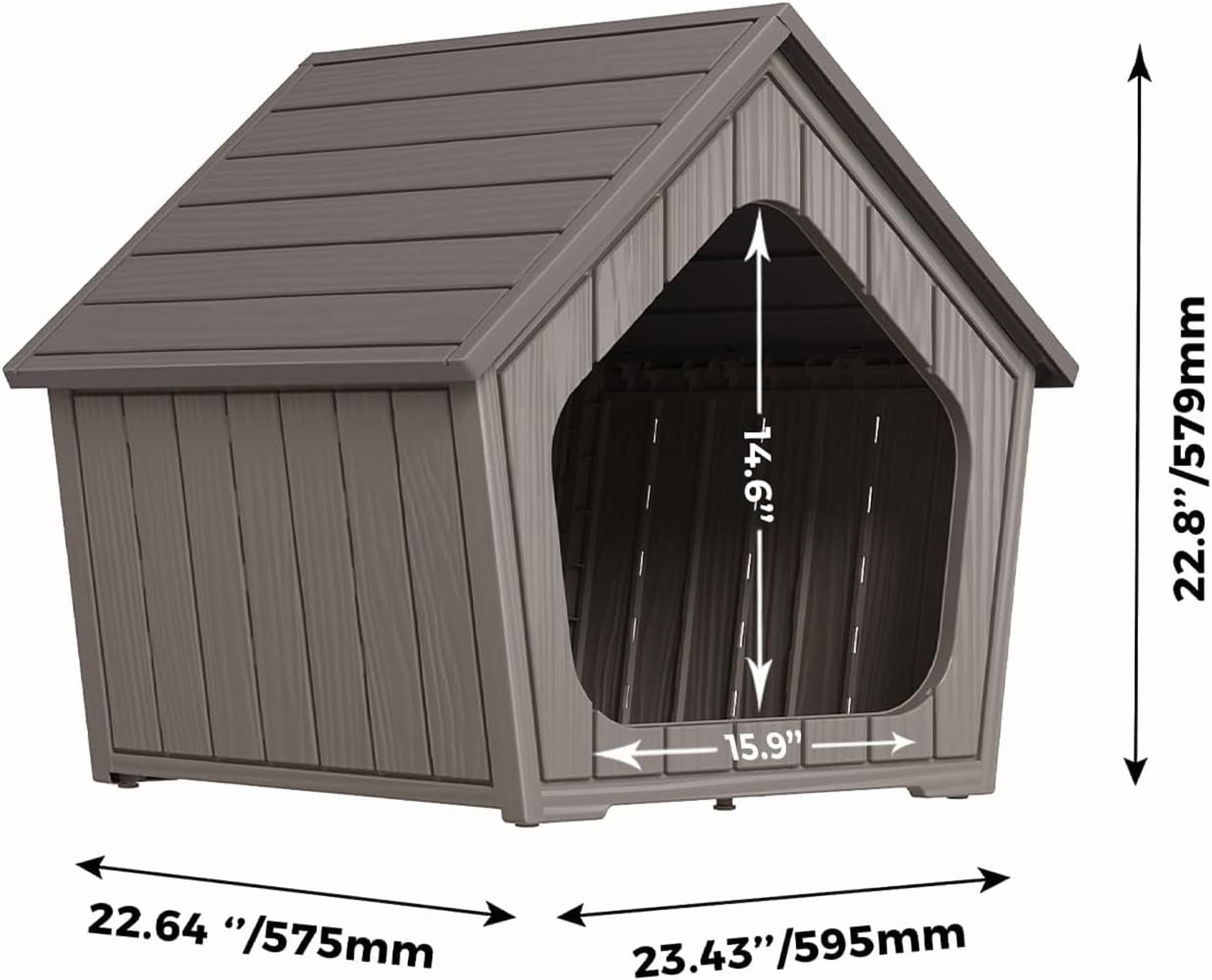 FICARTS Gable - Roof Coffee Resin Weatherproof Pet House - Indoor & Outdoor, Ventilated, Easy Clean/Assemble, Ideal for Small Dogs