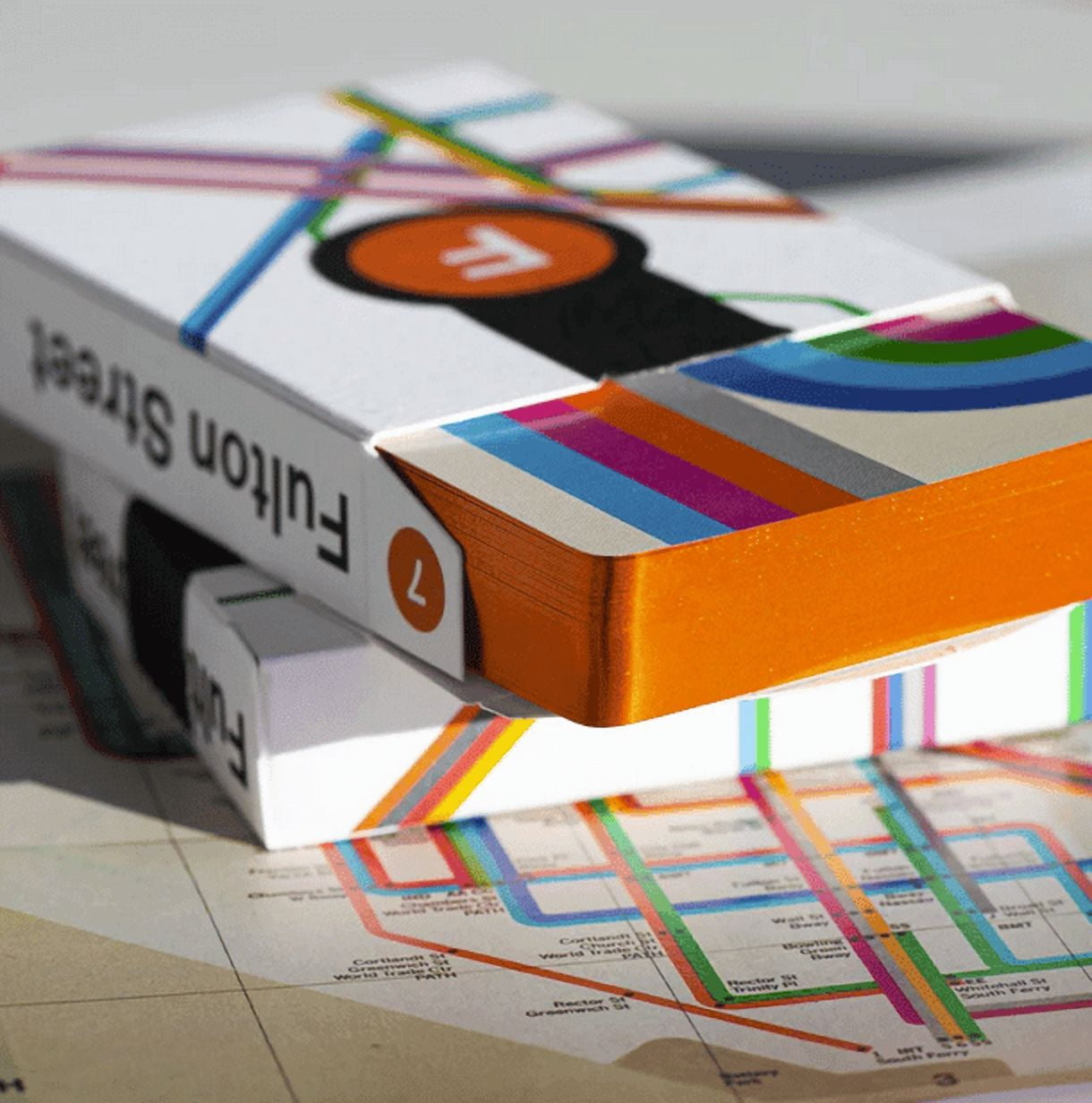 Fulton Street MTA (Orange Gilded 1 of 20) 1972 Vignelli Map Playing Cards