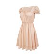 thumbnail image 4 of Ashirexll Midi Dresses for Women, Flowy Dresses for Women, Fashion Solid Color High Waist Short Sleeve Square Neck Knee Length Dress, 4 of 6