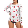 thumbnail image 4 of joogoo Womens UPF 50+ Sun Shirts Cherry Fruit Long Sleeve UV Protection Rash Guard Tops M, 4 of 7