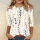 thumbnail image 1 of ICHUANYI Clearance Women's Casual 3/4 Sleeve Printed Round Neck Buttoned Basic Tunic Tops T-shirts Blouses(White, L) ICHUANYI WER2023081510651, 1 of 5