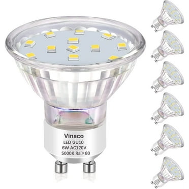 Vinaco GU10 LED 6W 50W Replacement Spot Light Bulb Dimmable, Long Lifespan MR16 with 5000K Daylight for Track & Recessed Lighting, 6-Pack
