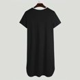 thumbnail image 6 of JIANJIA Mens Pajamas And Robes Summer Solid Color Round Neck Short Sleeve Loose Nightgowns Sleepwear Nightwear,Black,XL, 6 of 9