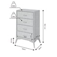 thumbnail image 4 of Cómoda MU:4LIFE Estilo Urban Chic de 4 Cajones Organizador Cajonera Estructura Metálica Forrada en Tela Gris Claro, 4 of 4