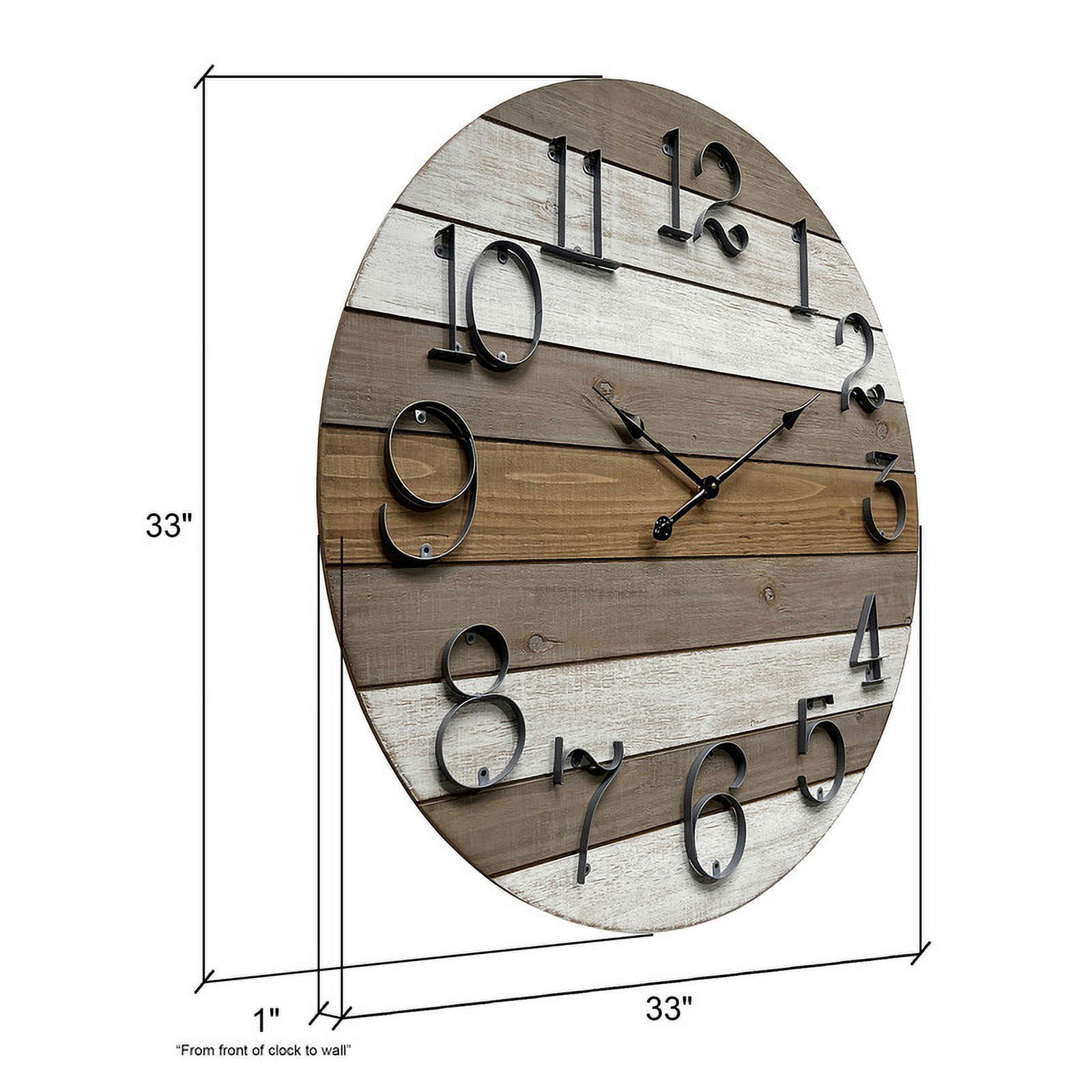 Brenna Round Wood Rustic Farmhouse Style Wall Clock