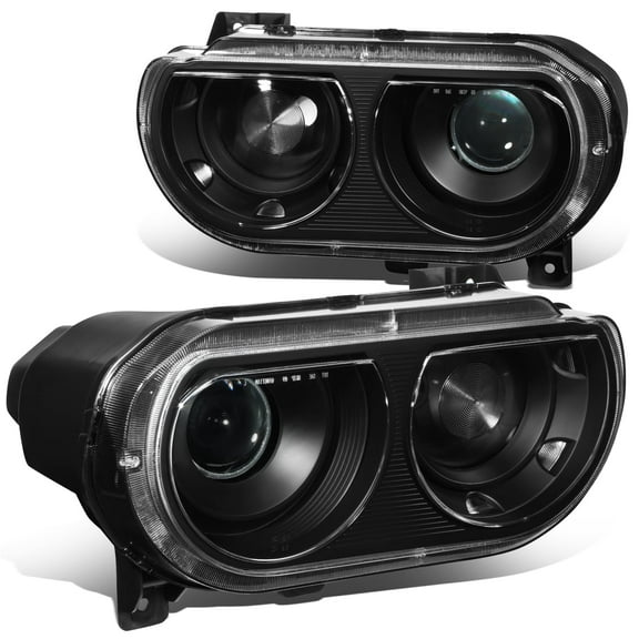 DNA Motoring For 08-14 Dodge Challenger Black Factory HID Projector Headlight Lamps Pair