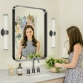 thumbnail image 2 of 42"x32" Aluminum Alloy Wall Mount Rounded Corner Rectangular Mirror,Black, 2 of 5