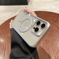 thumbnail image 5 of Compatible with iPhone 15 Pro Max Case - Compatible with MagSafe - Clear Transparent Back Stylish Electroplated Edge - Slim Drop Protection Anti-Yellow Magnetic Shockproof Bumper Cover, Silver, 5 of 8