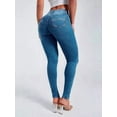 thumbnail image 6 of Women High Waist, Stretchy Jeans Slim Fit Leg Pull on Jean with Pockets, Soft Breathable Cotton Blend Denim Blue XXL, 6 of 7