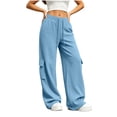 thumbnail image 6 of BXJX Womens Sweatpants, Elastic Waist Running Straight Leg Casual Athletic Pants with Pockets Light Blue Size 2XL, 6 of 9