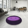 thumbnail image 4 of Ahgly Company Machine Washable Indoor Round Transitional Dark Orchid Purple Area Rugs, 5' Round, 4 of 7