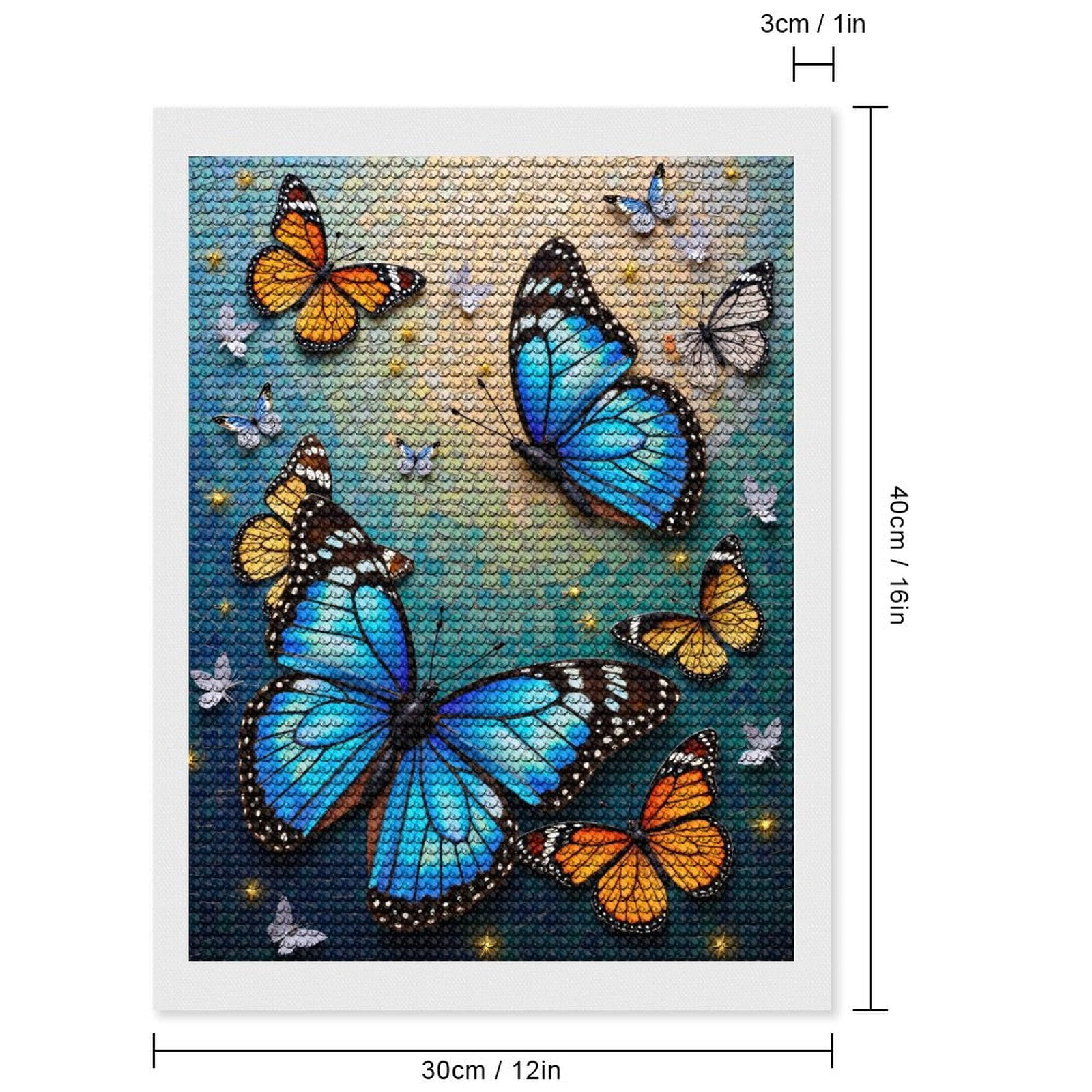 Diamond Art Kits for Adults, Butterflies Mosaic Art Wings Bright 5D Diamond Painting Kits for Adults Beginners, DIY Full Drill Diamond Painting, Gem Art and Crafts 12x16