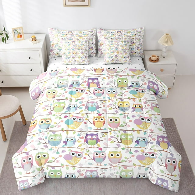 YST Ensemble Douillette 7 Pcs pour Enfants Hibou Drôle, Lit dans un Sac Oiseau Mignon, Grand Lit
