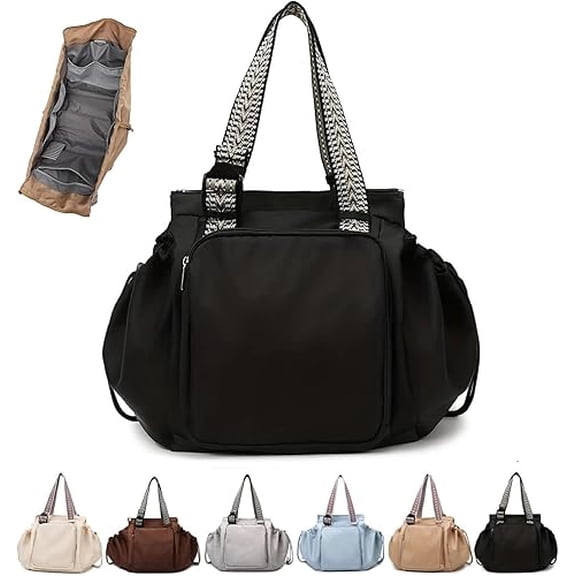 Essential Tote Bag, Emma and Kate Everyday Bag, Multifunctional Travel Organizer Stylish Shoulder Crossbody Backpack (Black)