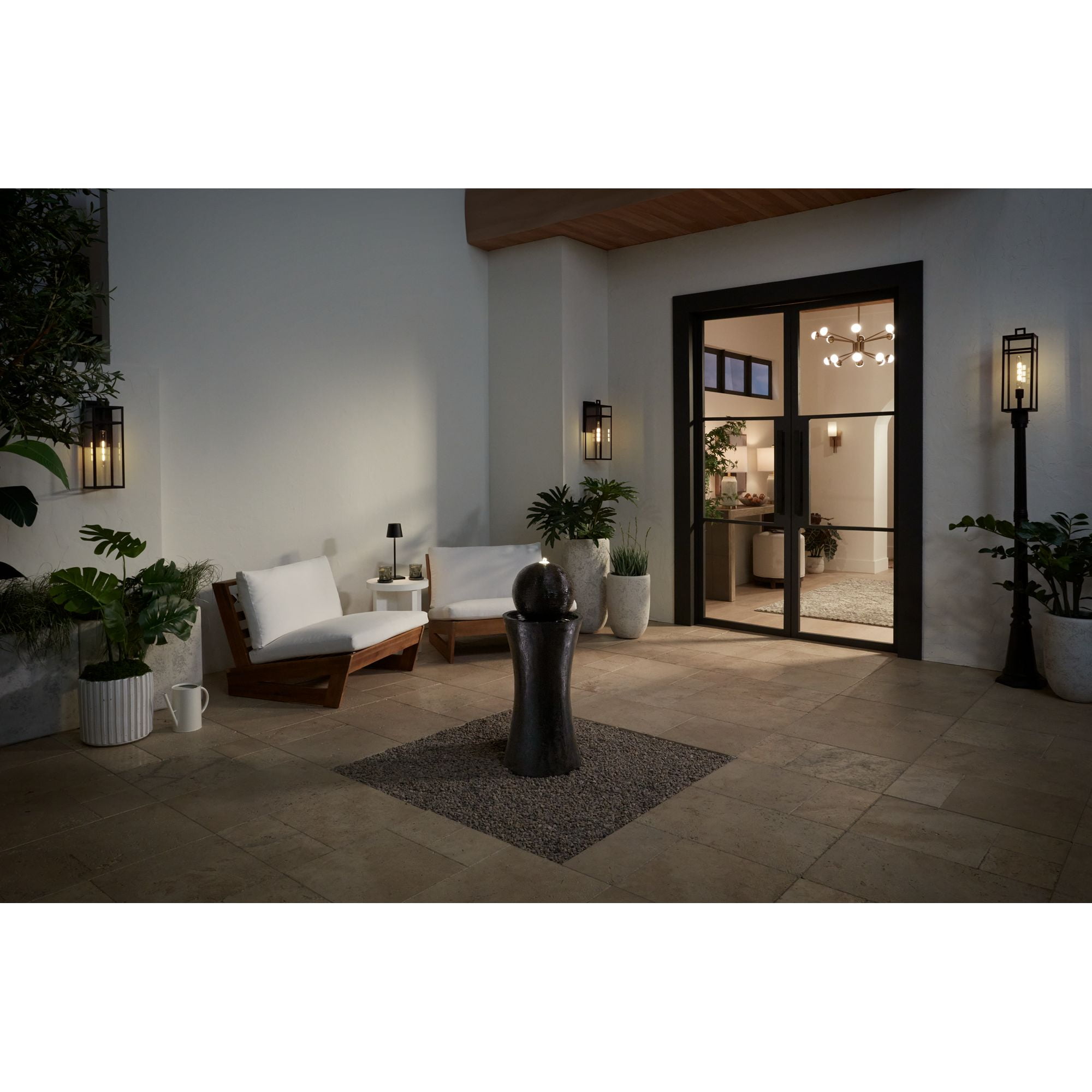 Dark Sphere 35 1/2" High Zen Modern Indoor Outdoor Decor Faux Stone Floor Fountain w/ Light LED Bubbler Pillar