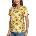 thumbnail image 2 of Xecao Artistic Marble Pattern Sunflower for Women's V-Neck T-Shirts-Elegant Half-Sleeve Tops Perfect for Summer-3X-Large, 2 of 5
