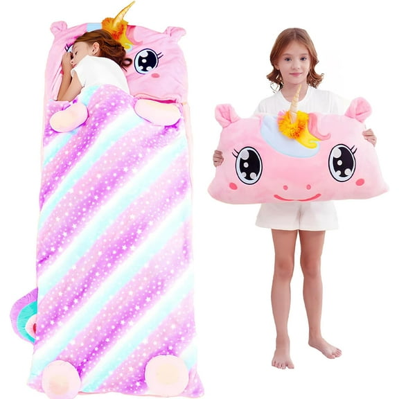 UniVerse Sleeping Bag with Pillow - Larger Nap Mat - Plush Slumber Bag for Boys Girls Daycare Preschool Kindergarten Birthday Gift Travel Sleepover