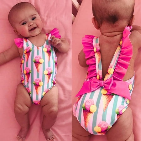 

Girls Swimsuits Stripe Ruffle Summer Bikini Beach Kids Swimsuits