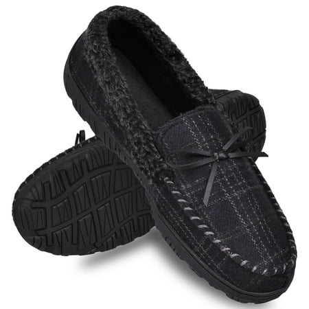 

NCCB Slippers for Men Memory Foam Indoor Outdoor Moccasin House Shoes Black Size 11