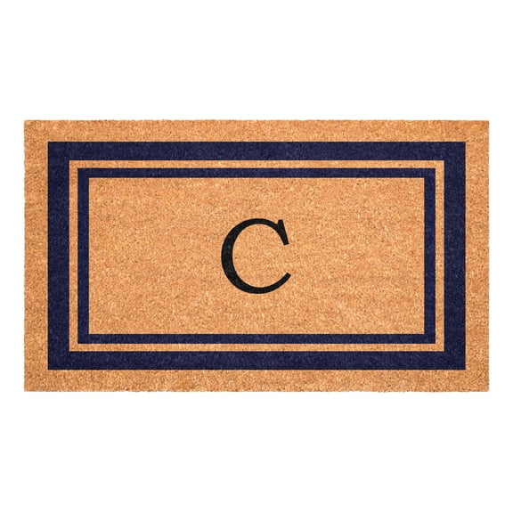 Dark Blue Border Monogram Doormat (Letter C)
