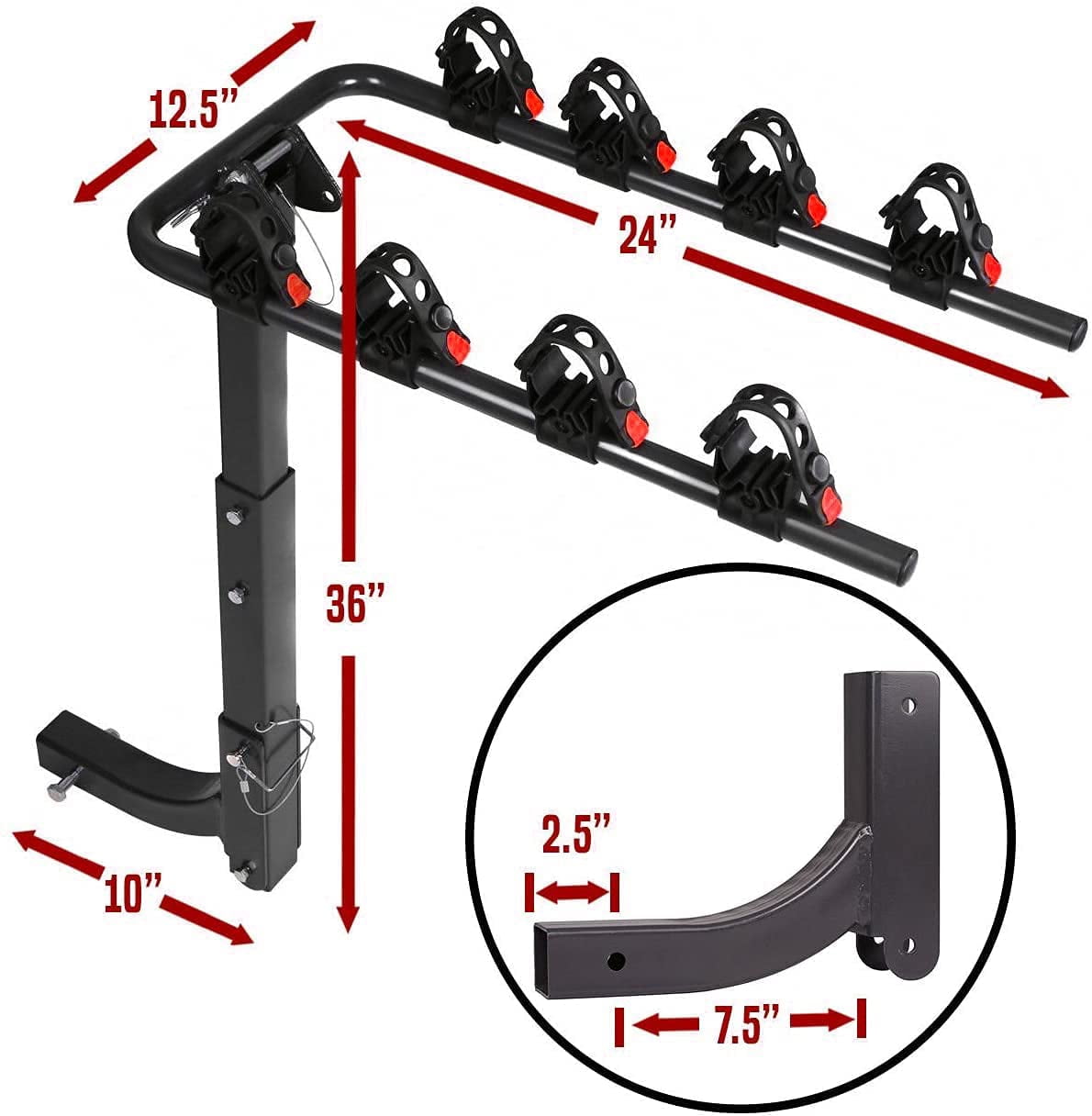 Fits 2 Receivers ONLY Swing Away Hitch Mount Bike Rack for 2 Bikes 