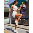 thumbnail image 4 of Women's Athletic Shorts High Waisted Running Shorts Pocket Sporty Short Gym Elastic Workout Shorts, 4 of 5