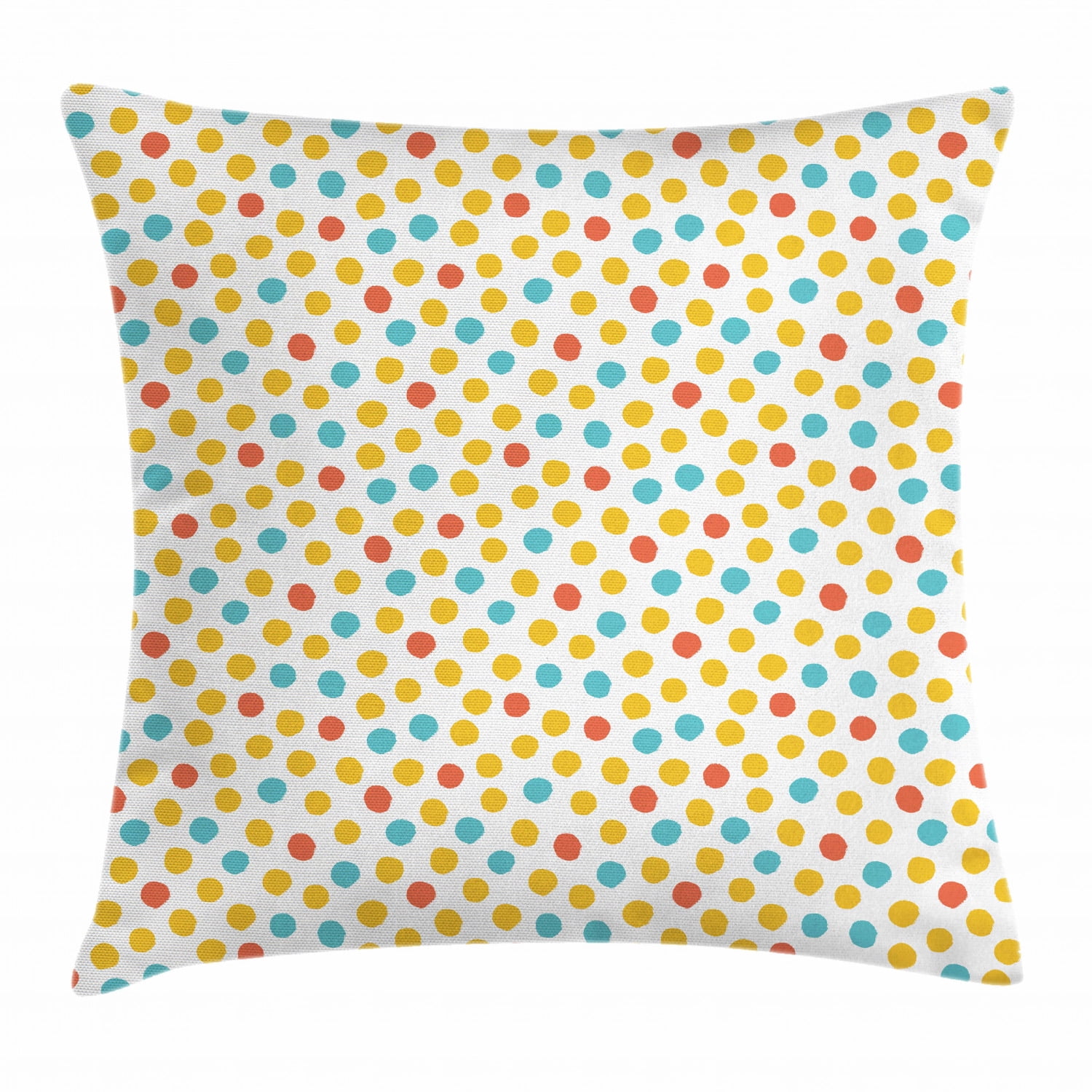 Polka Dot Throw Pillow Cushion Cover, Colorful Brush Ink Art Inspired
