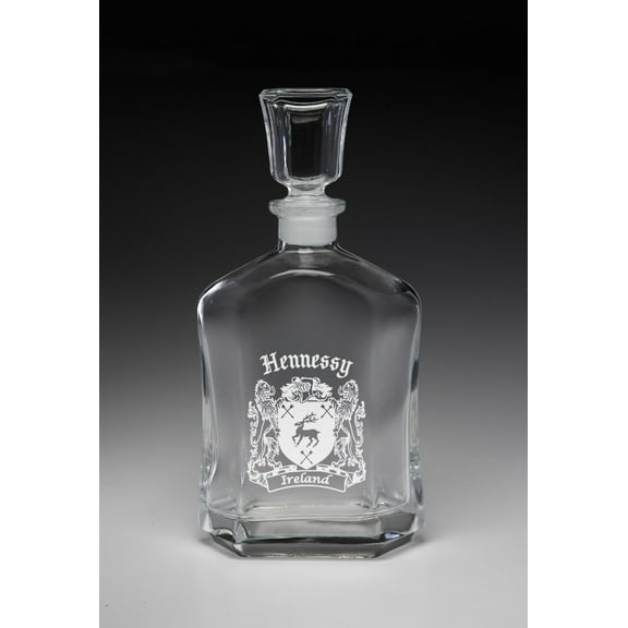 Hennessy Irish Coat of Arms Whiskey Decanter (Sand Etched)