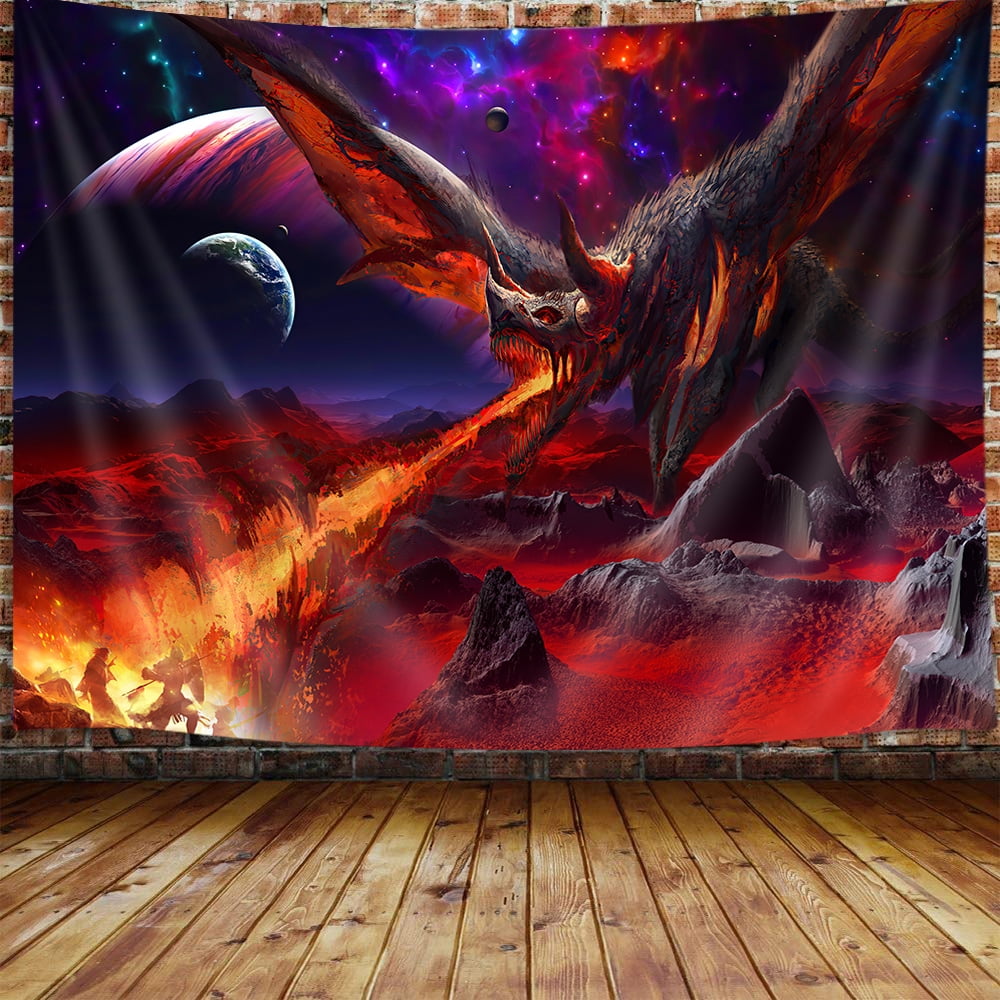 Red Dragon Tapestry, Fantasy Animal Cool Tapestry Wall Hanging For Men