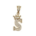 thumbnail image 3 of Cadena y dije de brillos con corona de oro laminado letra S, 3 of 7