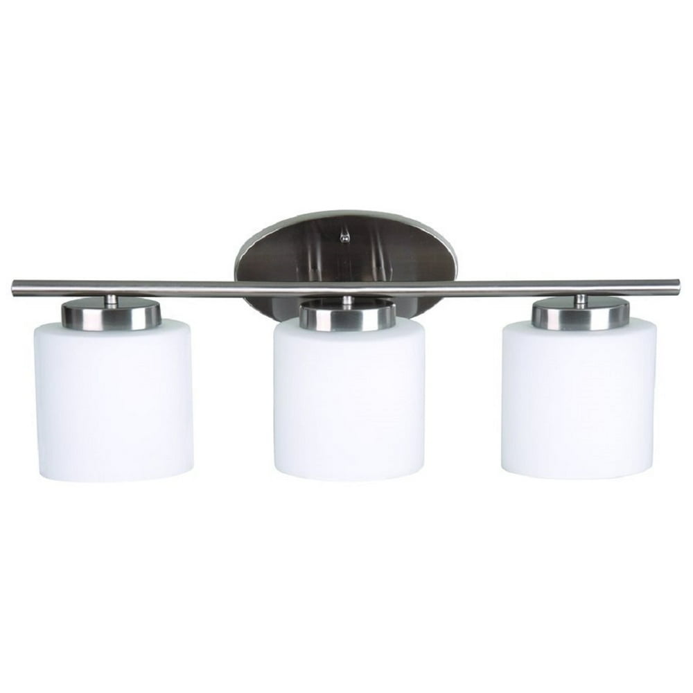 Catalina Lighting 3Light Vanity Bar Satin Nickel Finish/White Opal