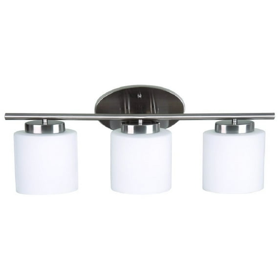 Catalina Lighting 3-Light Vanity Bar Satin Nickel Finish/White Opal Glass Shades