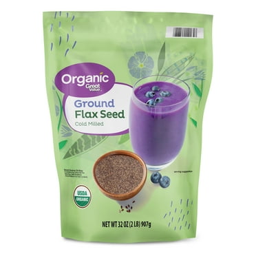 Great Value Organic Ground Flax Seed, 32 oz (907g) – USDA Certified, Allergen-Free, High Fiber
