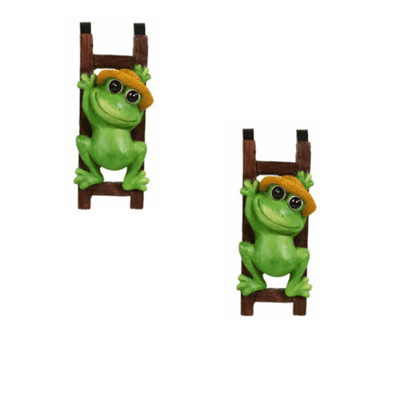 Hugger Figurine - Frog (2 Pcs) Garden Decor - Flower Pot Hugger Figurine - Hanging Planter Decorations - Patio and Yard Decor