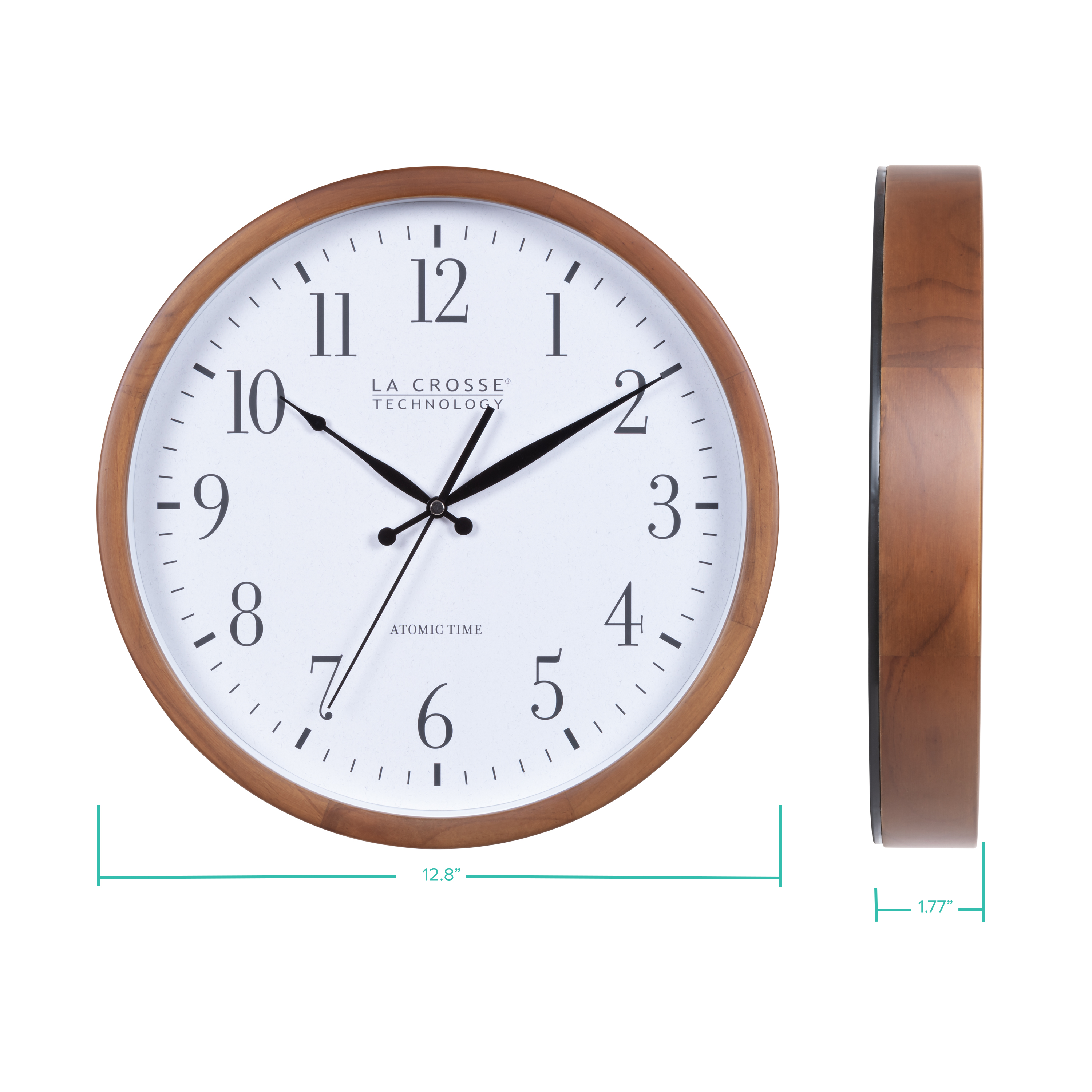 La Crosse Technology 12.8-Inch Walnut Atomic Analog Wall Clock, 404-50447-INT