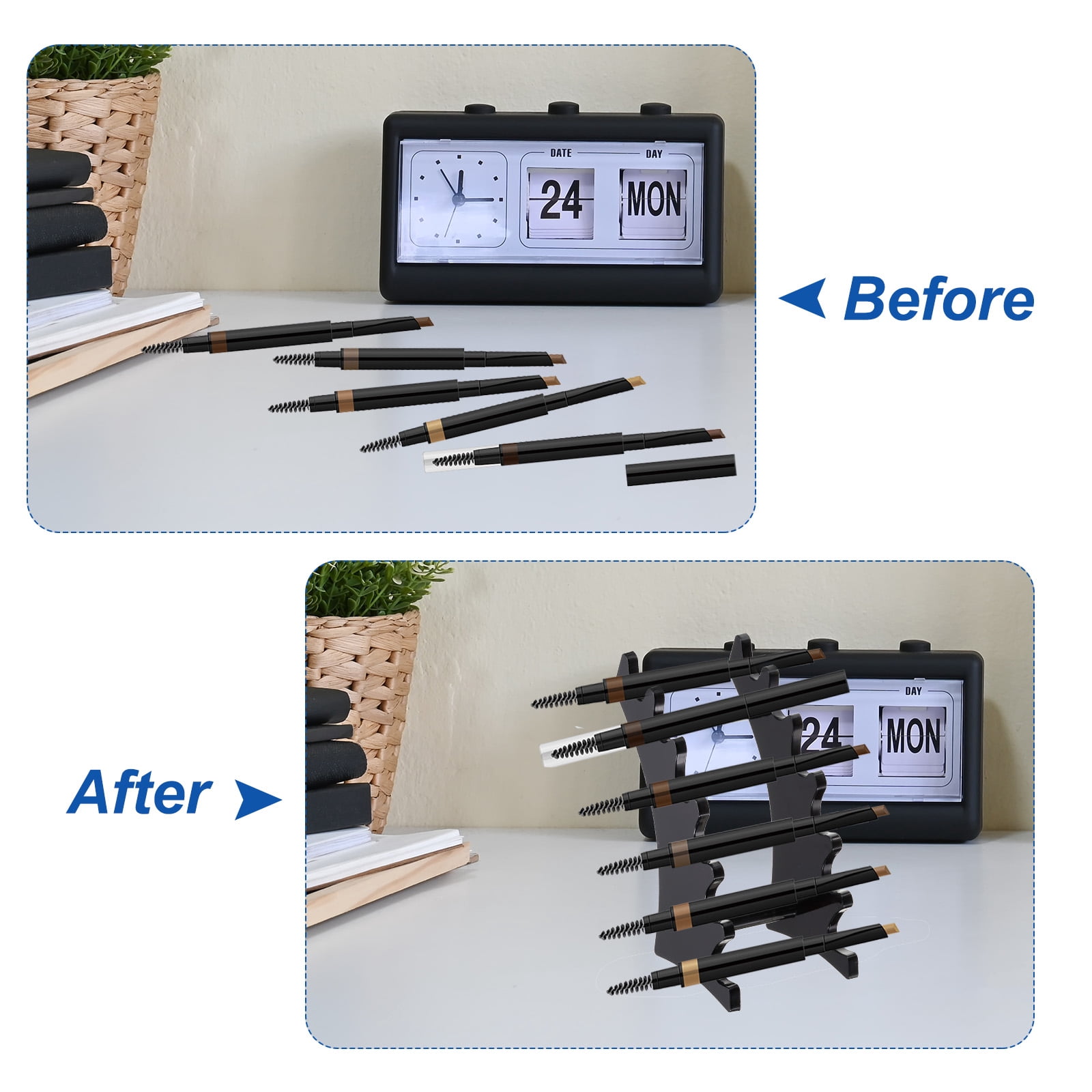 Unique Bargains 6-Slot Acrylic Pen Display Stand and Makeup Brush Organizer Clear 4Pcs